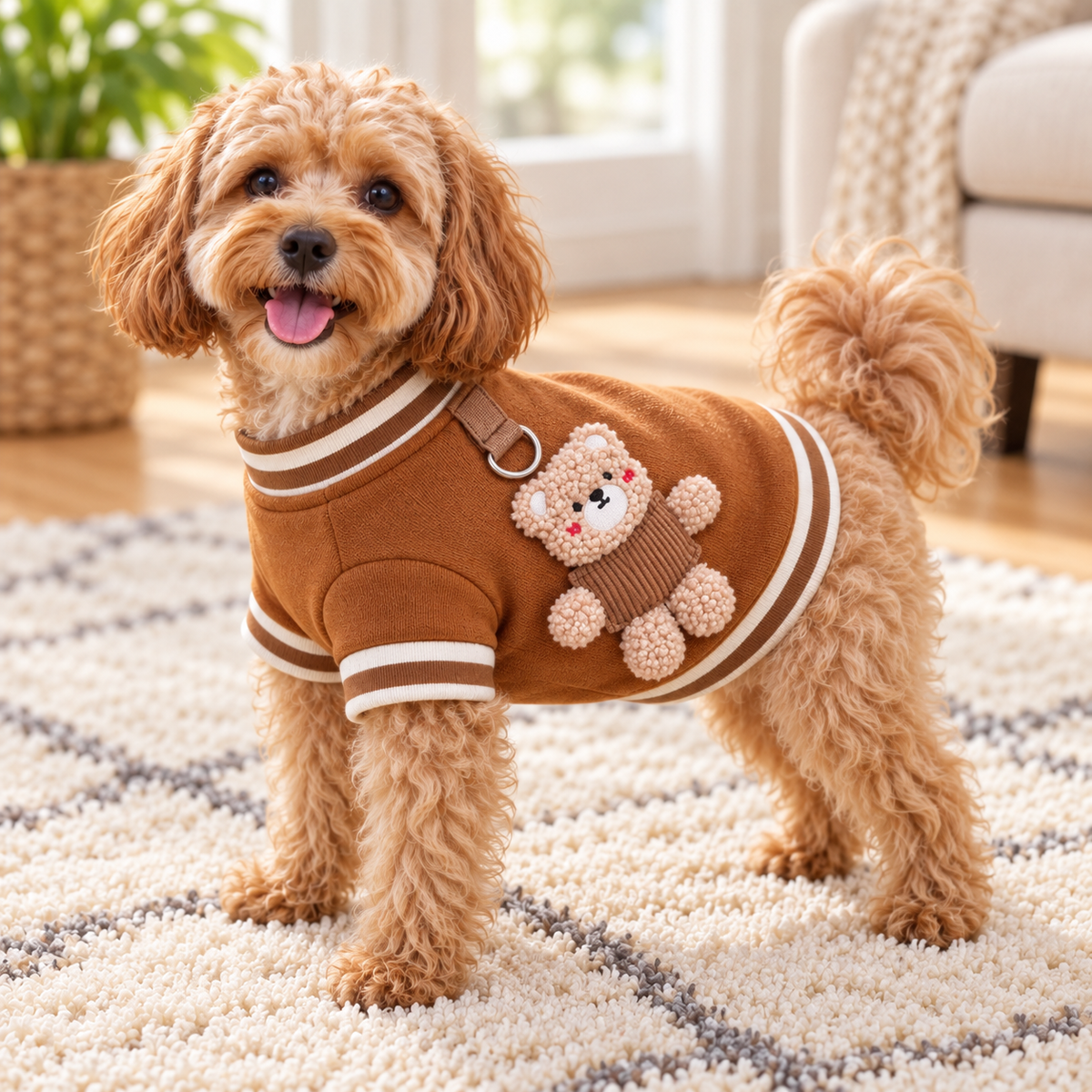 Knitted Teddy Dog Jumper — alternative three-quarter product view