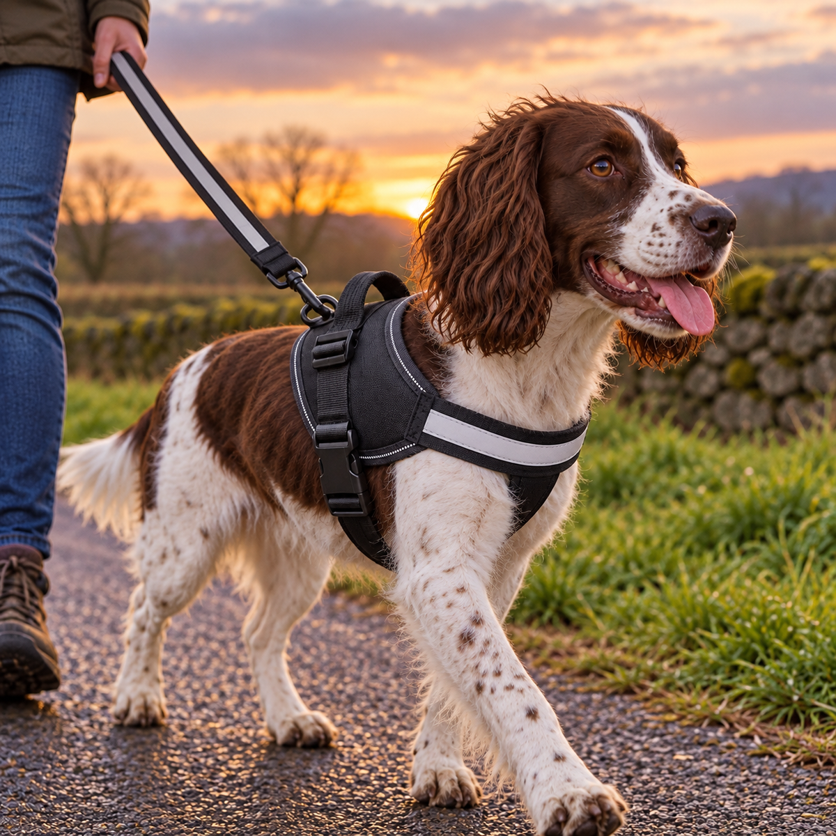 Reflective Dog Harness & Lead Set — alternative three-quarter product view