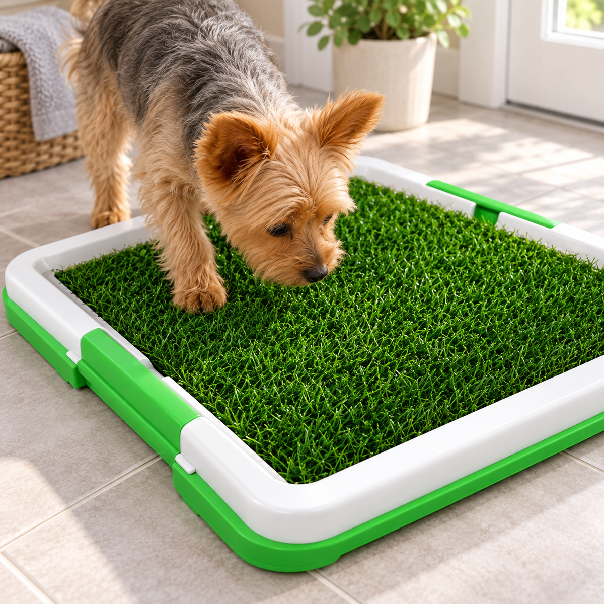 Indoor Dog Toilet Grass Mat – Puppy Training Tray — closer view of product details
