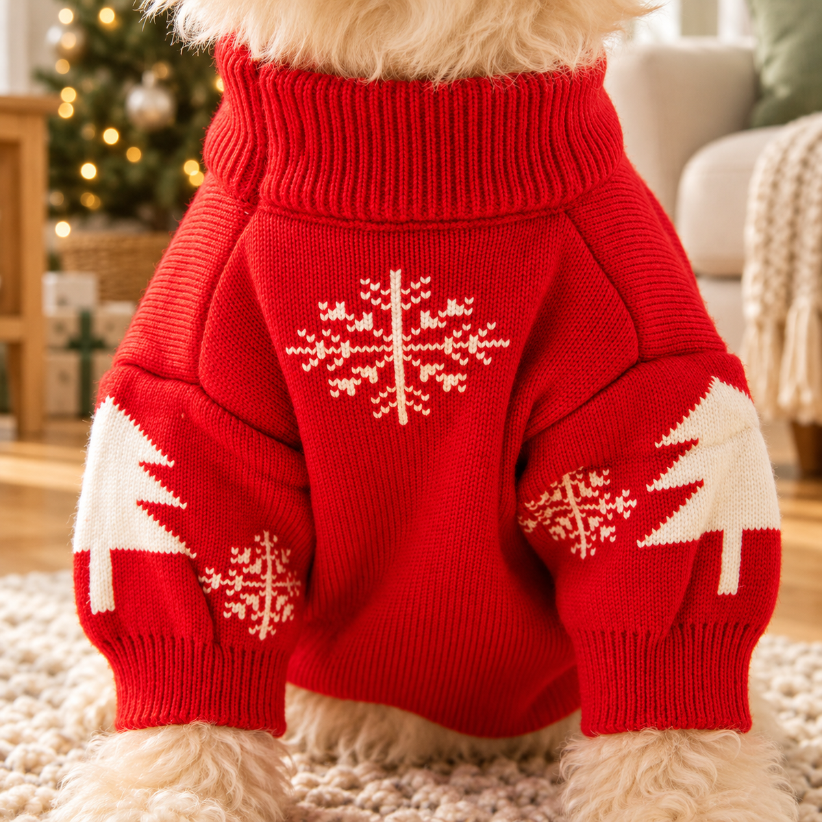 Christmas tree jumper design detail