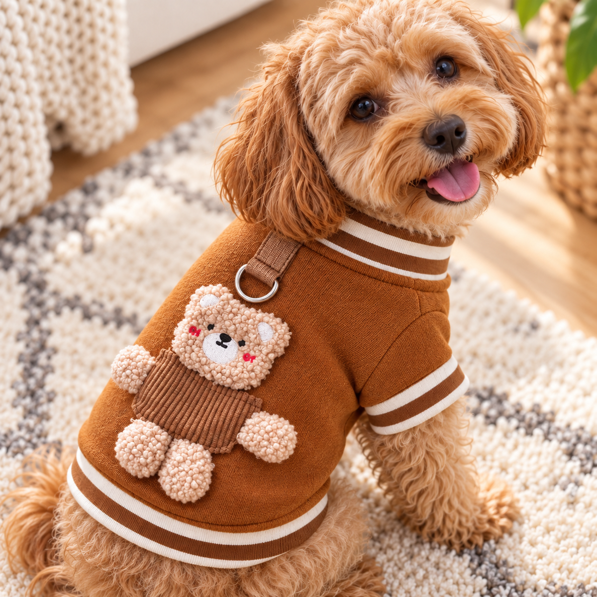 Knitted Teddy Dog Jumper — closer view of product details
