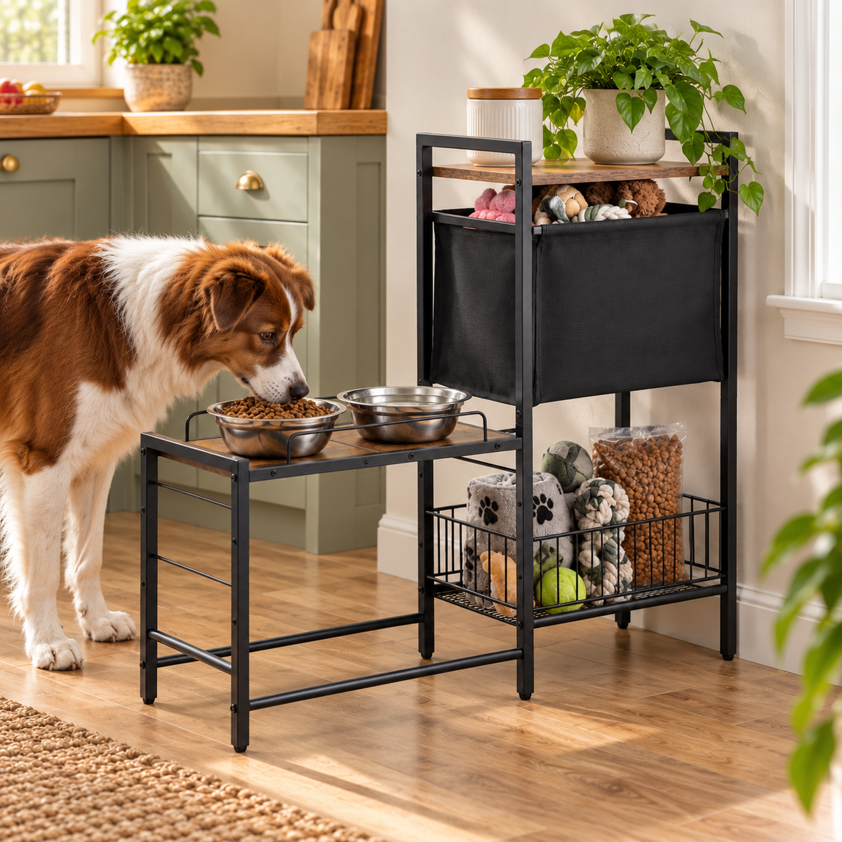 Raised Dog Feeding Station with Storage — alternative three-quarter product view