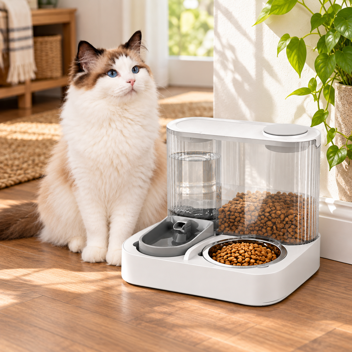 2-in-1 Gravity Pet Feeder & Water Dispenser — alternative three-quarter product view