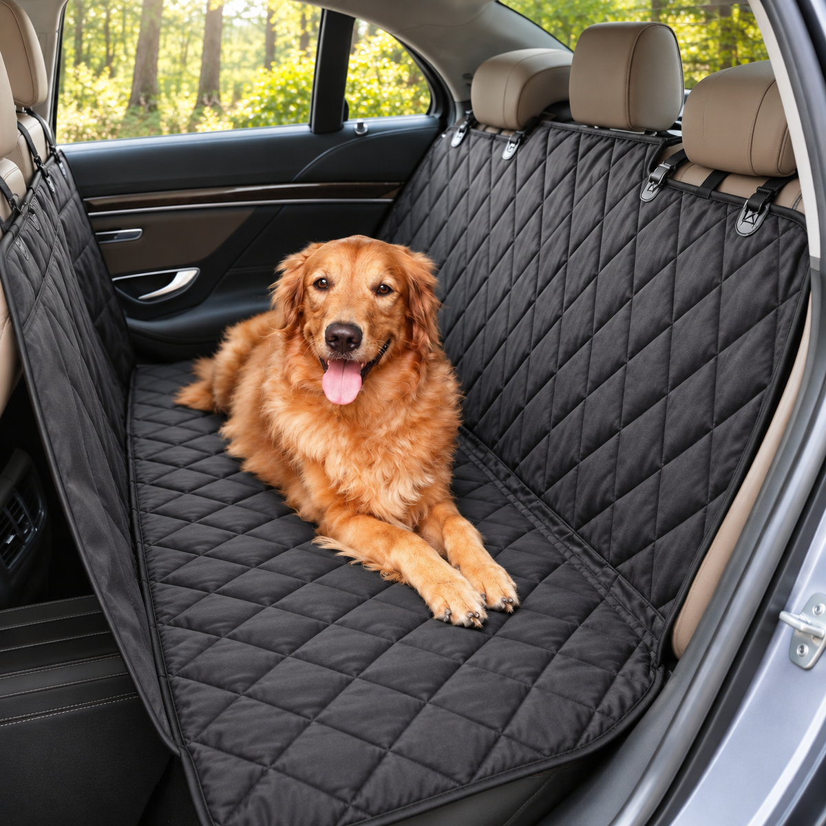 Waterproof Dog Car Seat Cover – Back Seat Hammock — alternative three-quarter product view