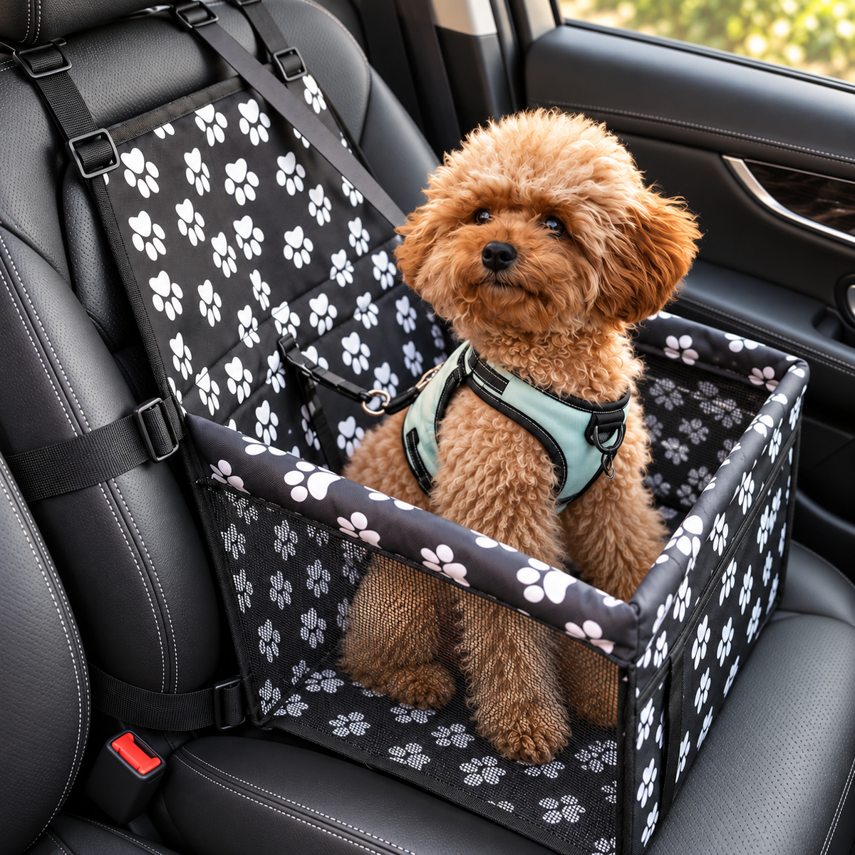 Foldable Dog Car Booster Seat – Small & Medium — closer view of product details