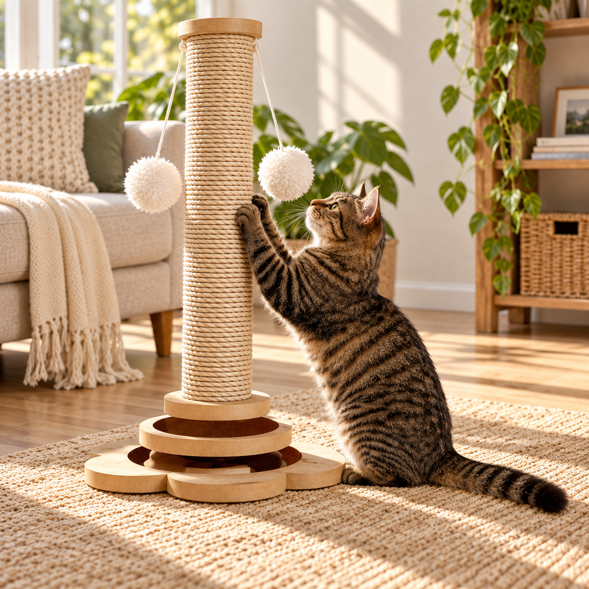 Tall Sisal Cat Scratching Post – 46 cm — alternative three-quarter product view