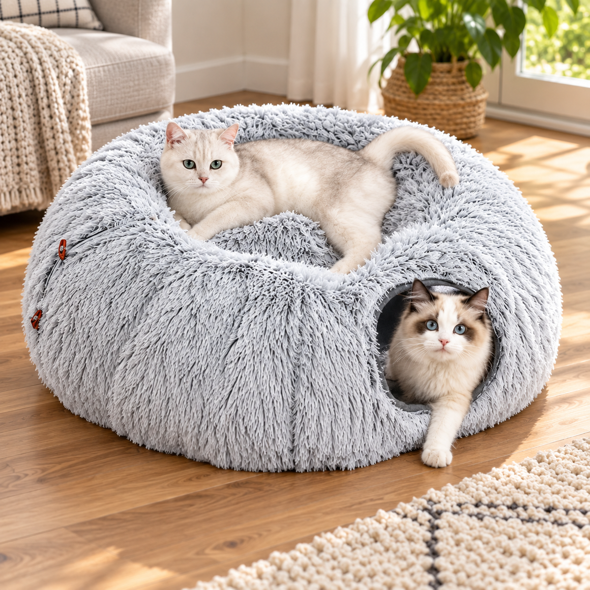 Cat Tunnel Bed – Play & Sleep Nest — alternative three-quarter product view