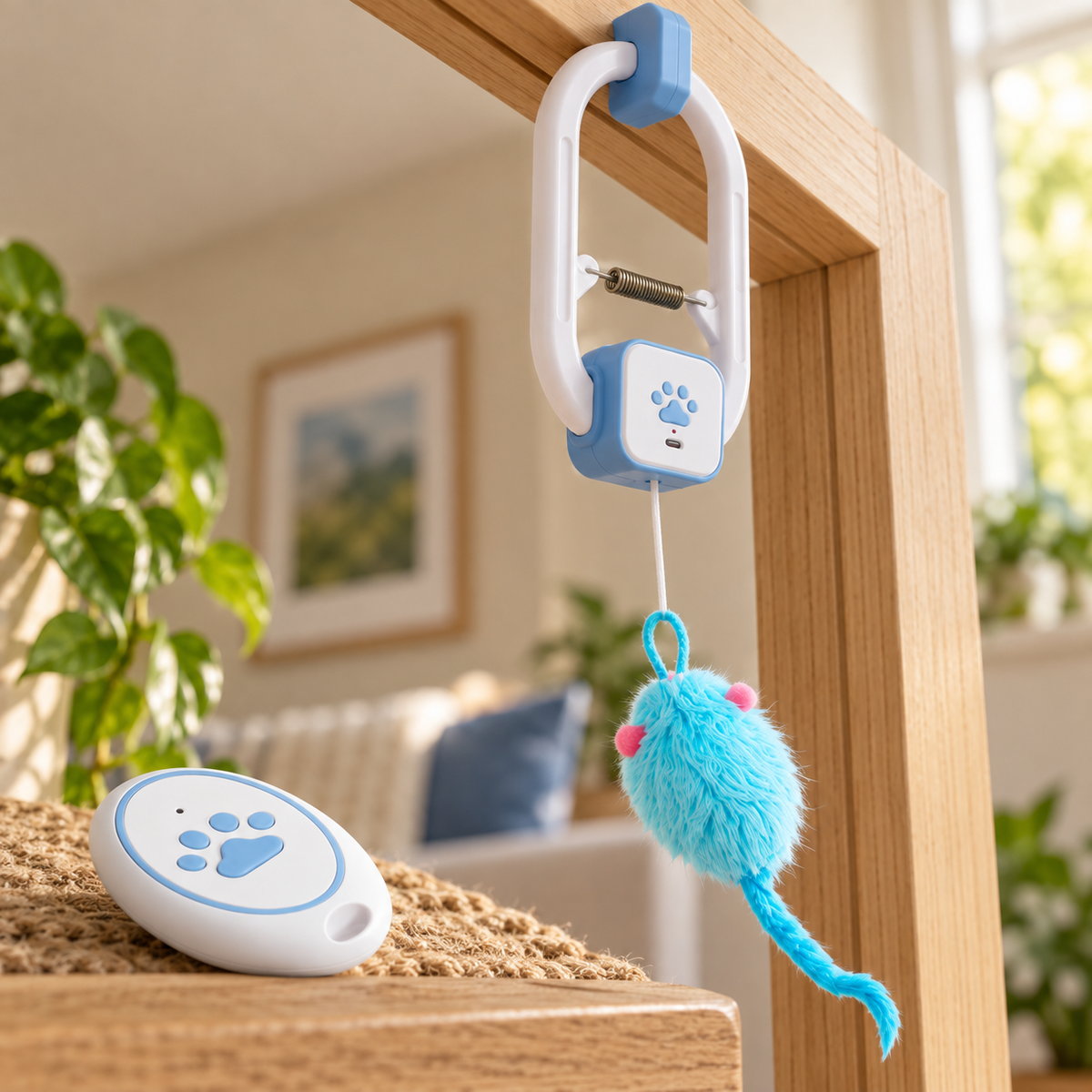 Electric Cat Teaser Toy with Remote — closer view of product details