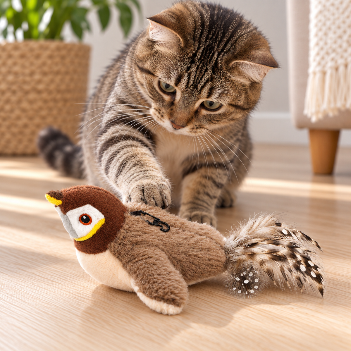 Flapping Bird Cat Toy with Catnip — alternative three-quarter product view