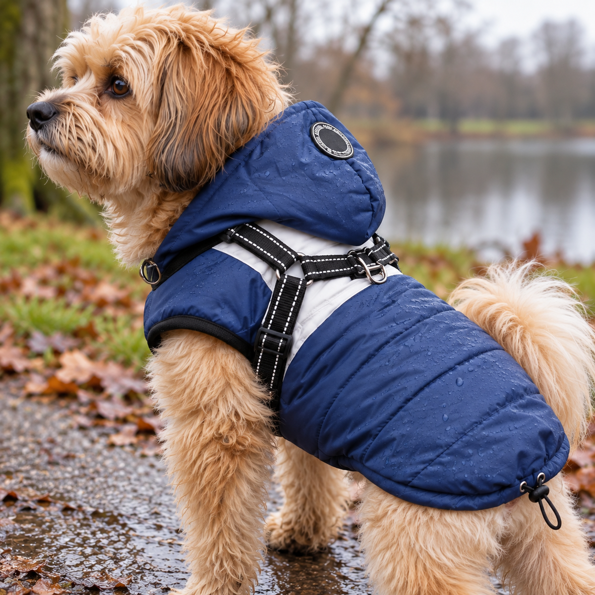Waterproof Padded Dog Coat — closer view of product details