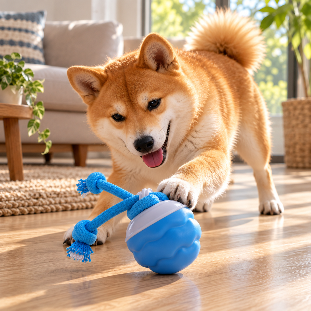 Smart Chase Ball Dog Toy with Ropes — alternative three-quarter product view