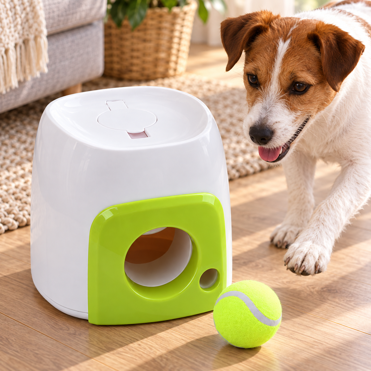 Automatic Tennis Ball Dispenser for Dogs — closer view of product details