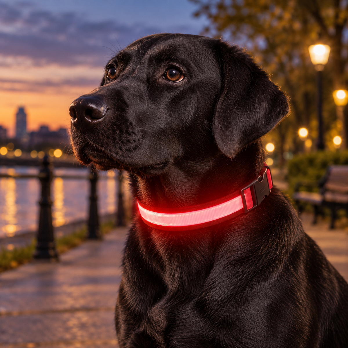 Rechargeable Light-Up Dog Collar – Medium — alternative three-quarter product view