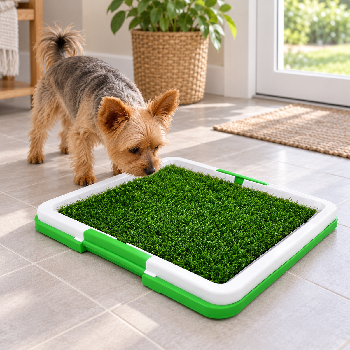 Indoor Dog Toilet Grass Mat – Puppy Training Tray — alternative three-quarter product view